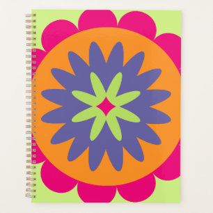 Agenda ilustração de formas florais laranja e rosa