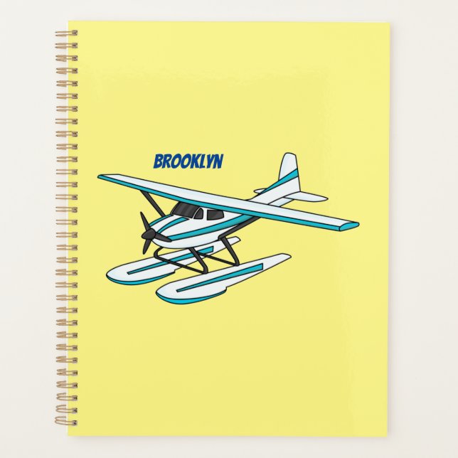 Agenda Ilustração de hidroavião azul branco (Frente)