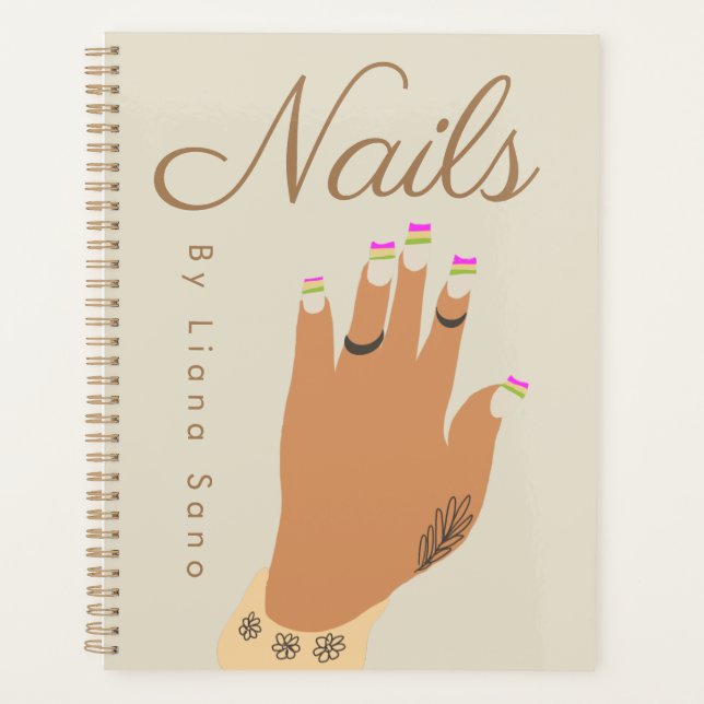 Agenda Ilustração de Mão de Tatuagem de Artista de Nail (Frente)