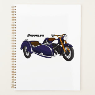 Agenda Ilustração de motocicleta roxa Sidecar