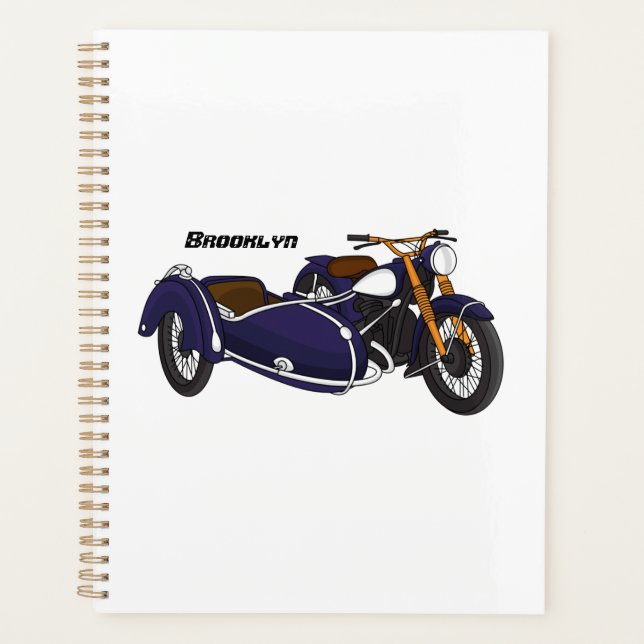Agenda Ilustração de motocicleta roxa Sidecar (Frente)
