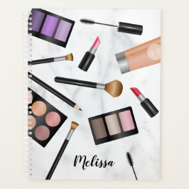 Agenda Ilustração de Produtos de Maquiagem com Nome
