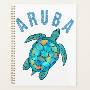 Agenda Ilustração de Tartaruga Marinha na Praia de Aruba