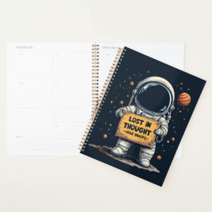 Agenda Ilustração Divertida de Astronauta Perdido em Pens