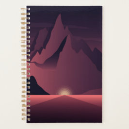 Agenda Ilustração do pôr do sol da montanha