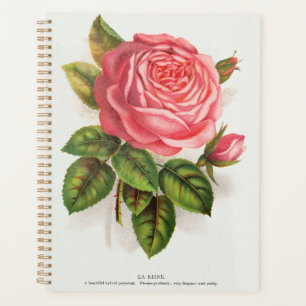 Agenda Ilustração Floral Rosa Antiga Cottagecore
