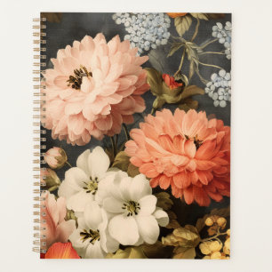 Agenda Ilustração Floral Vintage com Flores Mistas