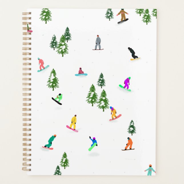 Agenda Ilustração Moderna de Snowboarders (Frente)