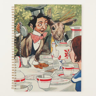 Agenda Ilustração Vintage da Festa do Chá do Chapeleiro L
