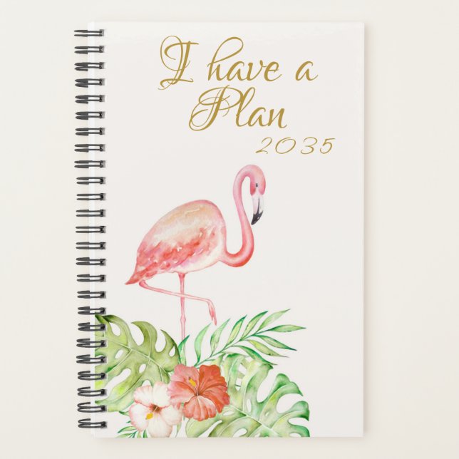 Agenda Ilustrações de Aquarela Dourada de Script Rosa Fla (Frente)