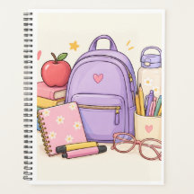 Ilustrações de Material Escolar Fofo em Pastel par