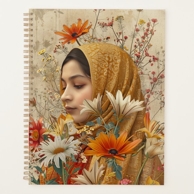 Agenda Imagem Botânica Whimsical Lady and Flowers (Frente)