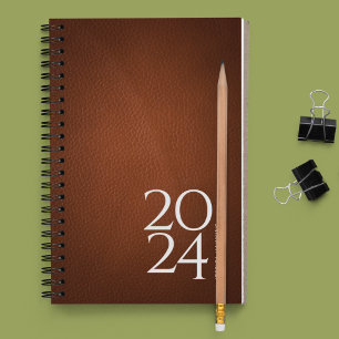 Agenda Imagem de couro marrom pessoal 202 x semanalmente