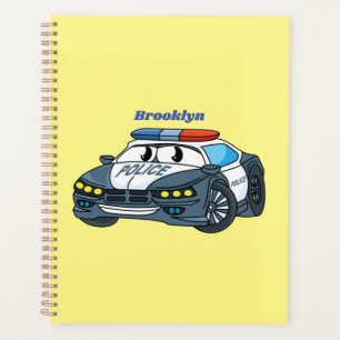 Agenda Imagem de desenho animado de carro da polícia feli