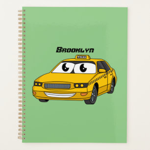 Agenda Imagem de desenho animado de táxi amarelo bonito 