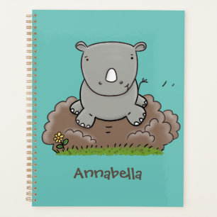 Agenda Imagem de desenho animado do bebê rhino bonito