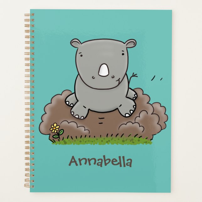 Agenda Imagem de desenho animado do bebê rhino bonito (Frente)