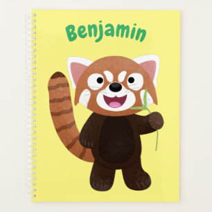Agenda Imagem de desenho animado do panda vermelho-bonito