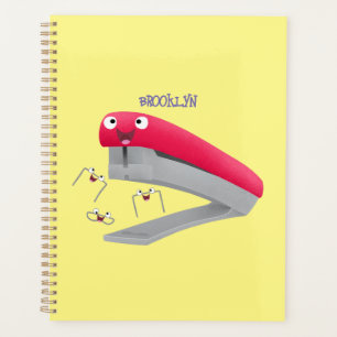 Agenda Imagem do desenho animado vermelho-feliz grampeado