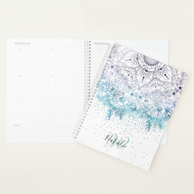 Agenda Imagem elegante de mandala floral e confete (Exibição)