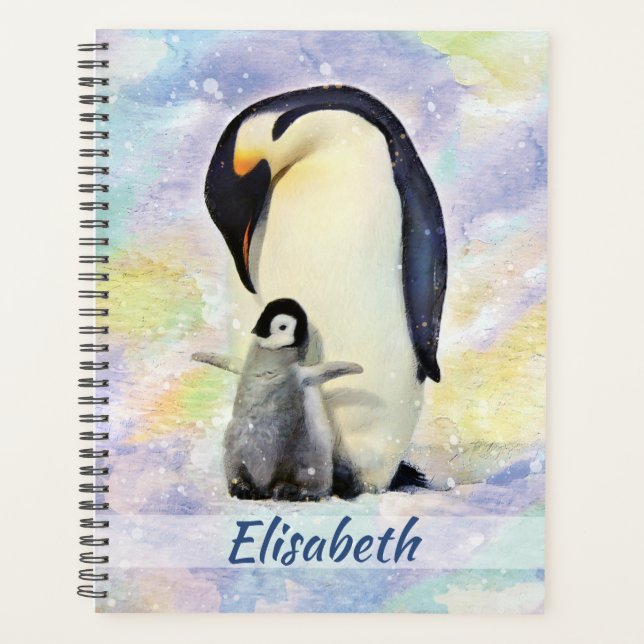 Agenda Imperador Pinguim com Pintinho de Bebê (Frente)