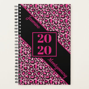 Agenda Impressão alfanumérica rosa e preto 2020