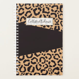 Agenda Impressão Animal Dourada Chita Leopardo Preta Mode