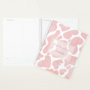 Agenda Impressão animal em grandes manchas brancas, rosa