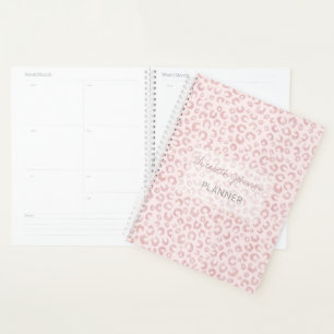 Agenda Impressão Animal Leopard Glitter Dourada Elegante
