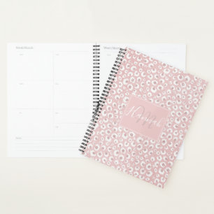 Agenda Impressão branca-leopardo-branca brilhante Rosa D