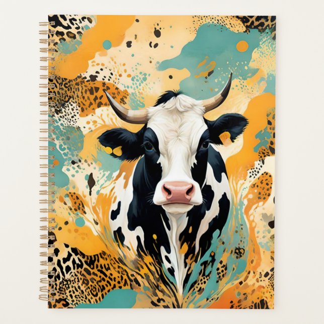 Agenda Impressão de Animal Vaca Personalizada (Frente)
