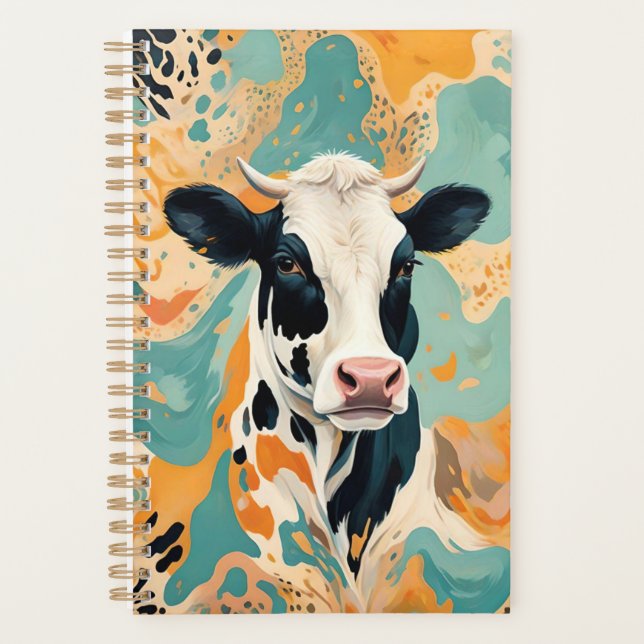 Agenda Impressão de Animal Vaca Personalizada (Frente)