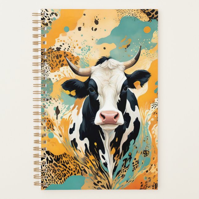 Agenda Impressão de Animal Vaca Personalizada (Frente)
