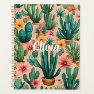 Agenda Impressão de Arte de Cacto Boho Personalizada