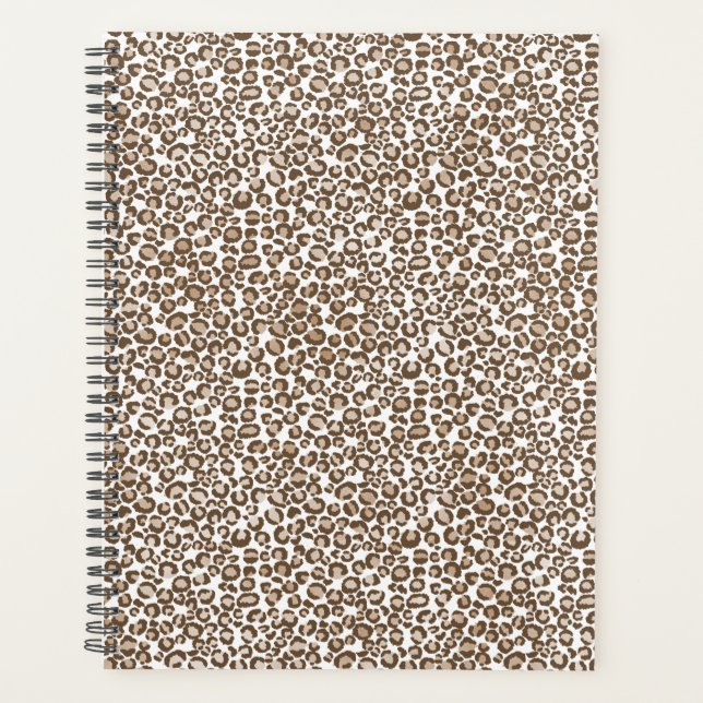 Agenda Impressão de leopardo marrom chocolate (Frente)