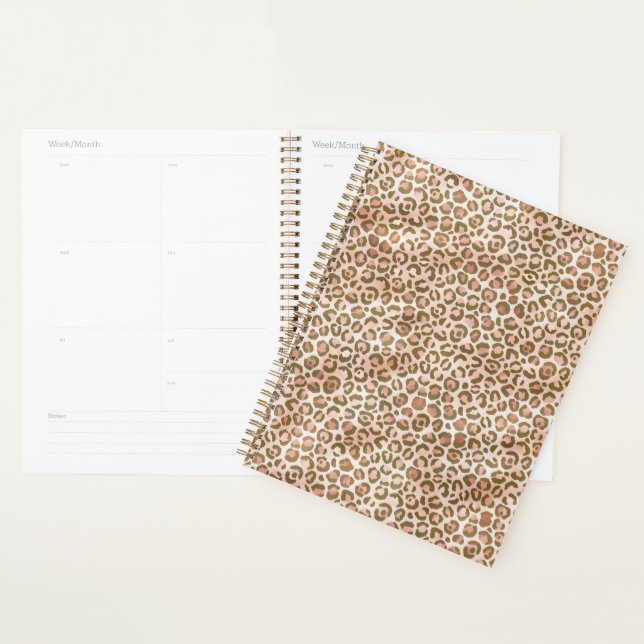 Agenda Impressão de leopardo marrom pêssego bonita (Exibição)