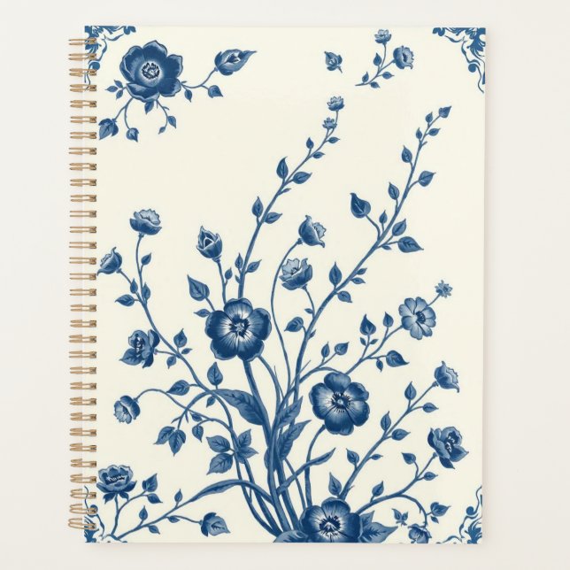 Agenda Impressão de Louça Azul Vintage Blue Willow (Frente)