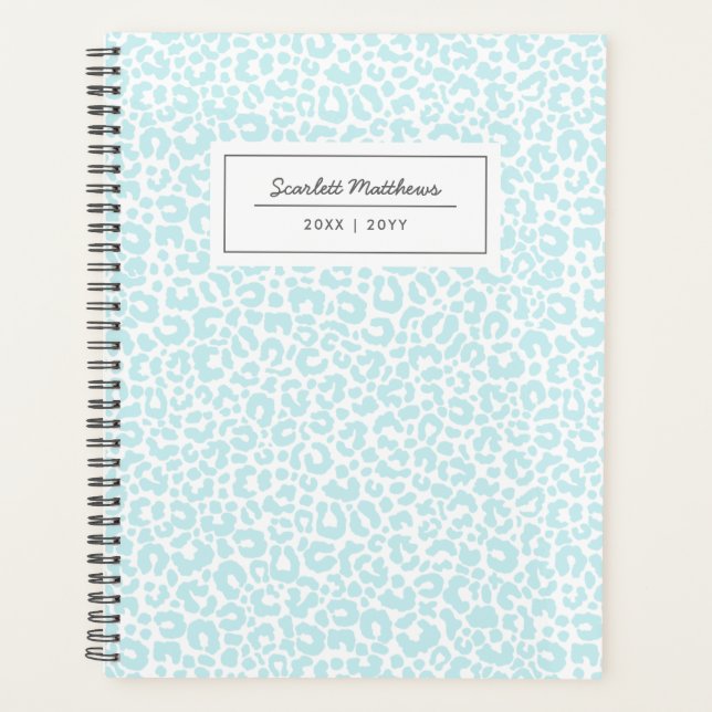 Agenda Impressão de Padrão bonito Pastel Leopard Nome Azu (Frente)