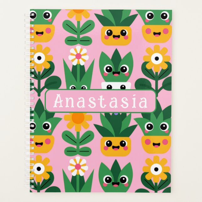 Agenda Impressão de planta em vaso personalizável fofa (Frente)