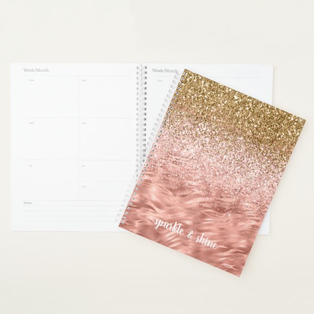 Agenda Impressão de Zebra Glitz Rosa Chic (Exibição)