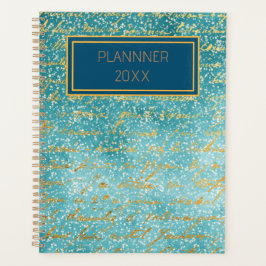 Agenda Impressão dourada azul minimalista