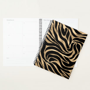 Agenda Impressão em Black Zebra Dourada Metálica Elegan