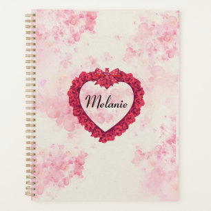 Agenda Impressão Floral de Aquarela Desbotada com Coração