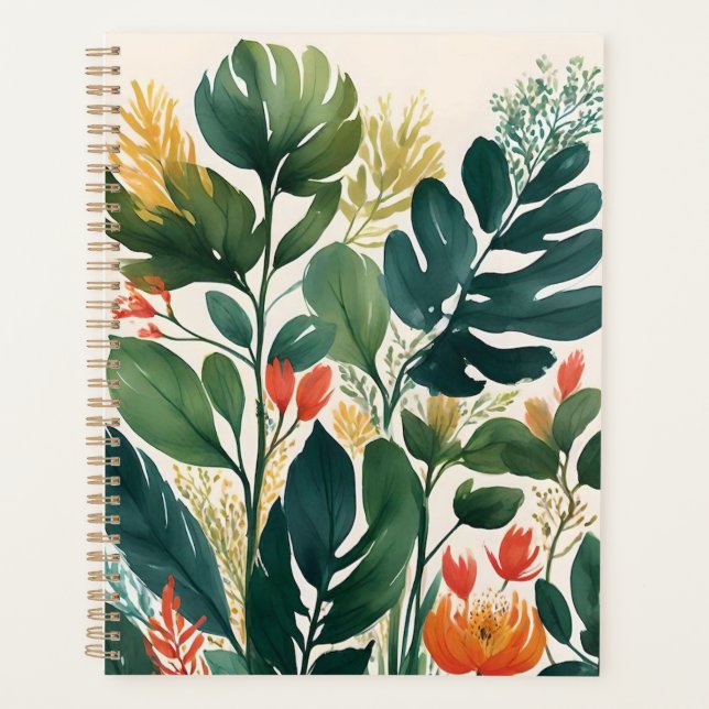 Agenda Impressão Floral Tropical Personalizada (Frente)