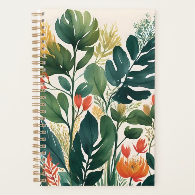 Agenda Impressão Floral Tropical Personalizada (Frente)