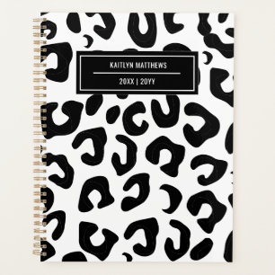Agenda Impressão Mínima Moderna do Leopardo Negro