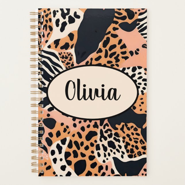 Agenda Impressão Personalizada de Guepardo e Zebra (Frente)