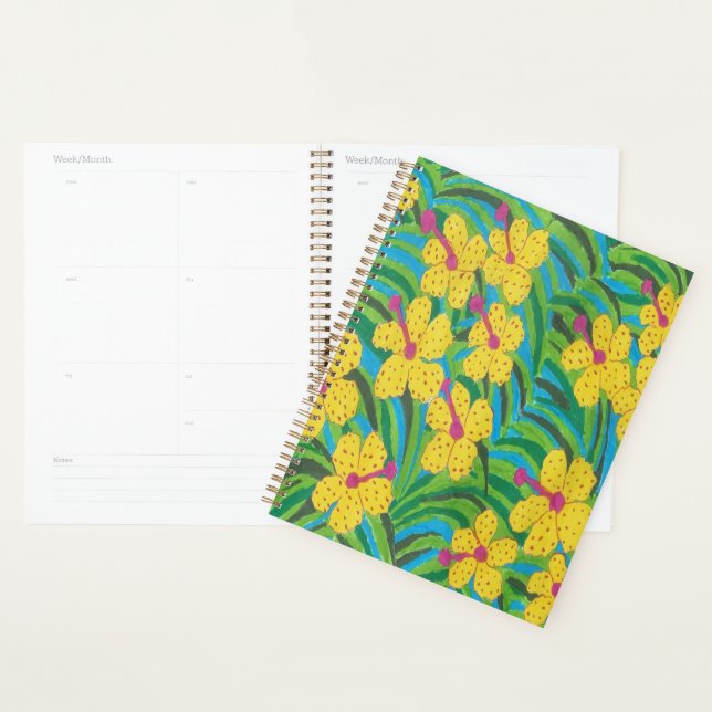 Agenda Impressão tropical de Hibiscus amarelo (Exibição)