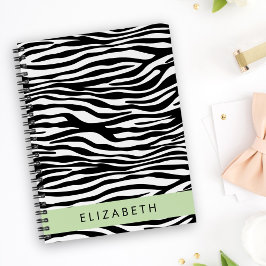 Agenda Impressão Zebra, Stripes, Preto E Branco, Seu Nome