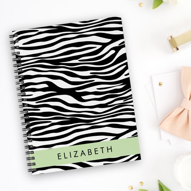 Agenda Impressão Zebra, Stripes, Preto E Branco, Seu Nome (Criador carregado)